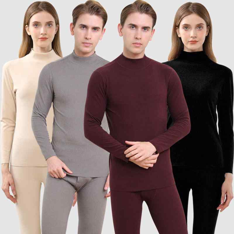 インナーウェア 男性用 高機能 あったかインナー 上下セット 裏起毛 高襟 カットソー ロングパンツ ポ..