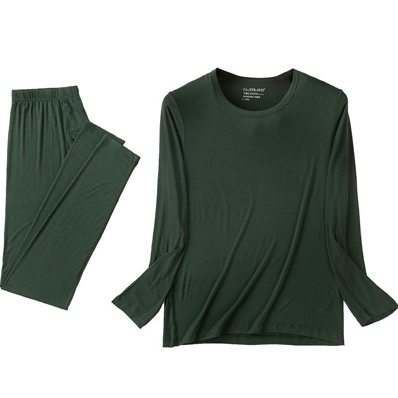 メンズ トップス 男性用 モダール 保温 インナー シャツ 大 red 赤 肌着 長袖Tシャツ カットソー 薄手