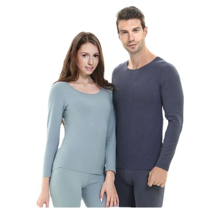 インナー 男性用 徳绒 あったかインナー 上下セット 長袖 無縫製 無地 保温 ポリエステル ブラック 深..