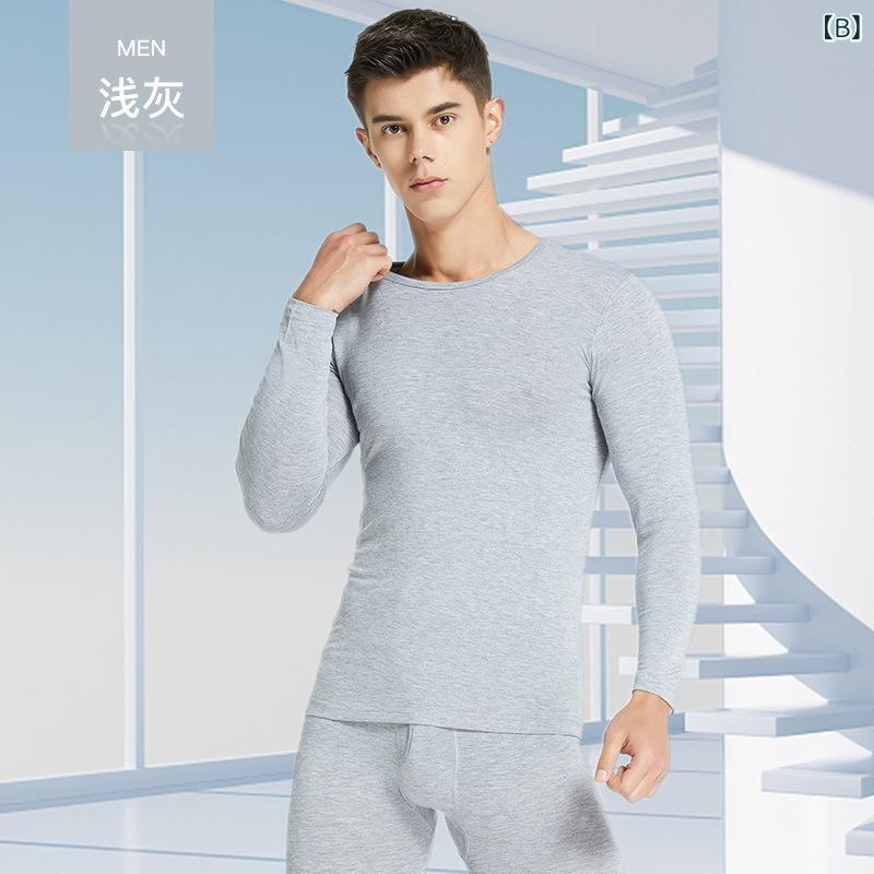 メンズ インナー 上下セット 男性用 保温 肌着 薄手 無縫製 秋 冬 あったか アンダーウェア ルームウェア 部屋着 モダール 伸縮性 ストレッチ ブラック グレー ブルー ワインレッド