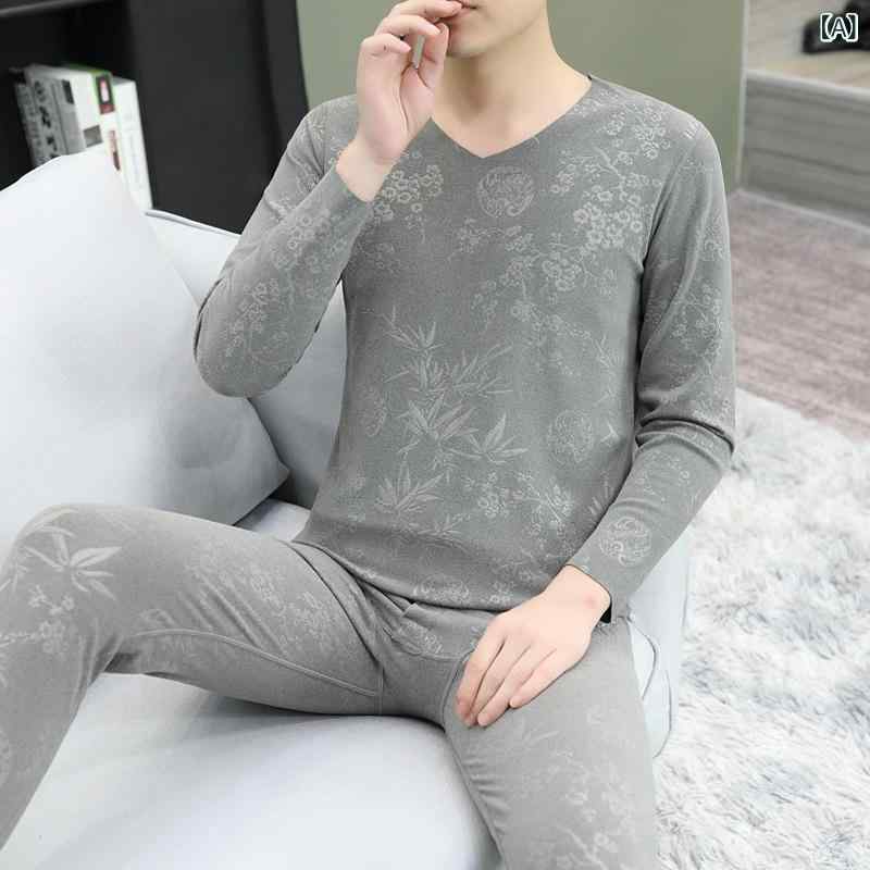 メンズ インナー 上下セット 長袖Tシャツ Vネック 秋 冬 保温 暖かい 裏起毛 あっ...