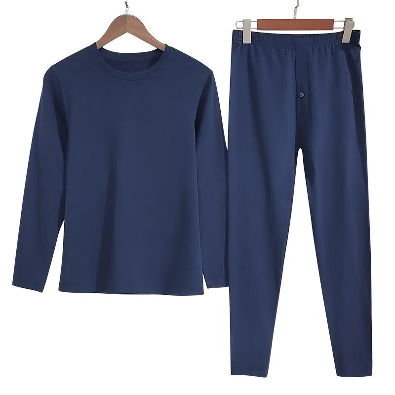 インナーウェア 男性用 & 女性用 長袖 トップス & 長ズボン 上下セット 抗菌 防臭 綿100% 薄手 肌着 ラウンドネック カットソー M L XL 2L 3L 4L グレー ブラック ネイビー レッド ベージュ ピンク系