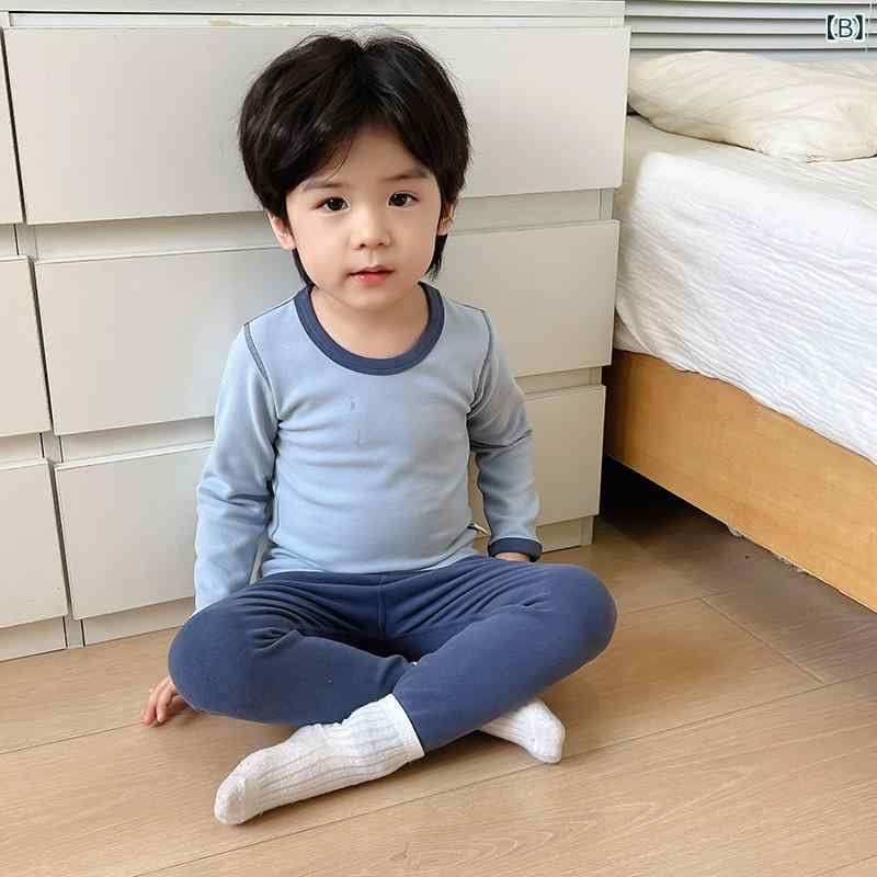 子供用インナー あったかインナー キッズ 長袖パジャマ 上下セット ベビー 保温 厚手 秋 冬 部屋着 男の子 女の子 無縫製 綿 混紡 3