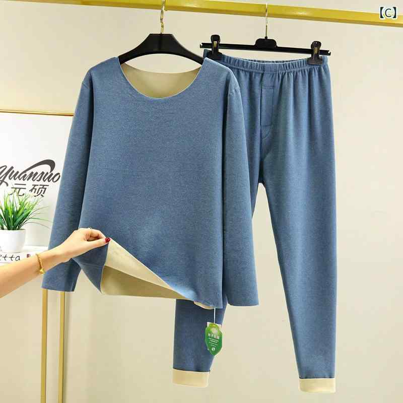 LINEAR shopのメンズ 秋冬 上下セット パジャマ 保温 暖か 厚手 ポリエステル 深グレー ブルー ブラック 部屋着 リラックス 無地｜アングル3