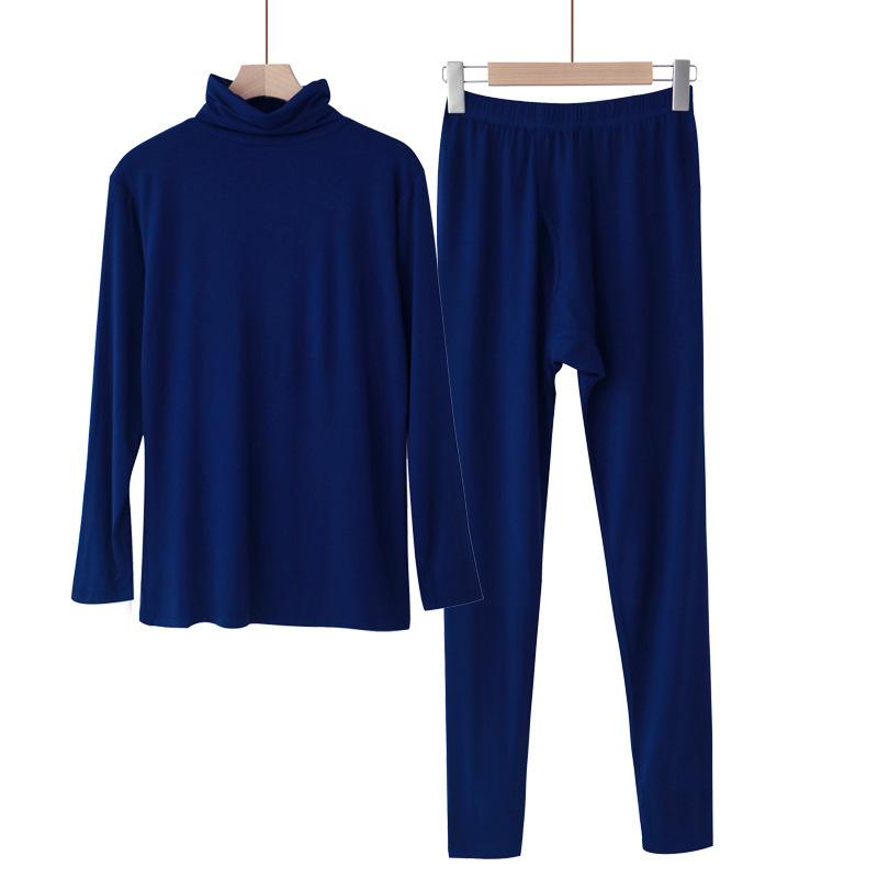 メンズ 保温インナー 上下セット カットソー モダール 大高襟 スリムフィット 薄手 男性用 秋 冬 白 灰..