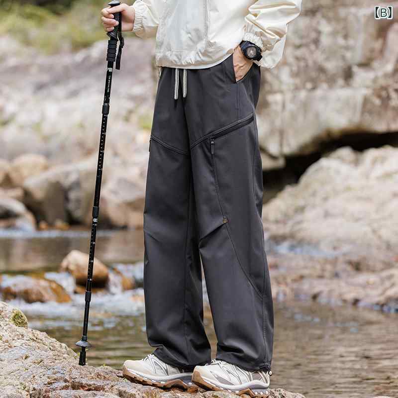 パンツ 男性用 防水 防風 ストレート ワークパンツ カーゴパンツ ロングパンツ ズボン 撥水 伸縮性 多機能 秋冬 ブラック グレー ブラウン1