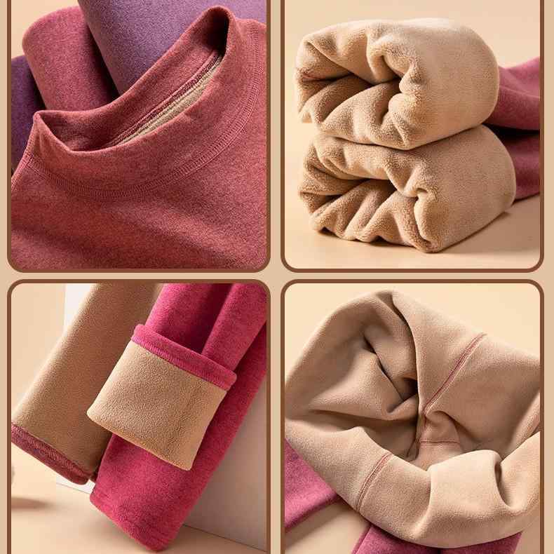 インナー レディース メンズ 加厚裏起毛 保温肌着 上下セット 秋冬 ポリエステル 大判サイズ ブラック ..