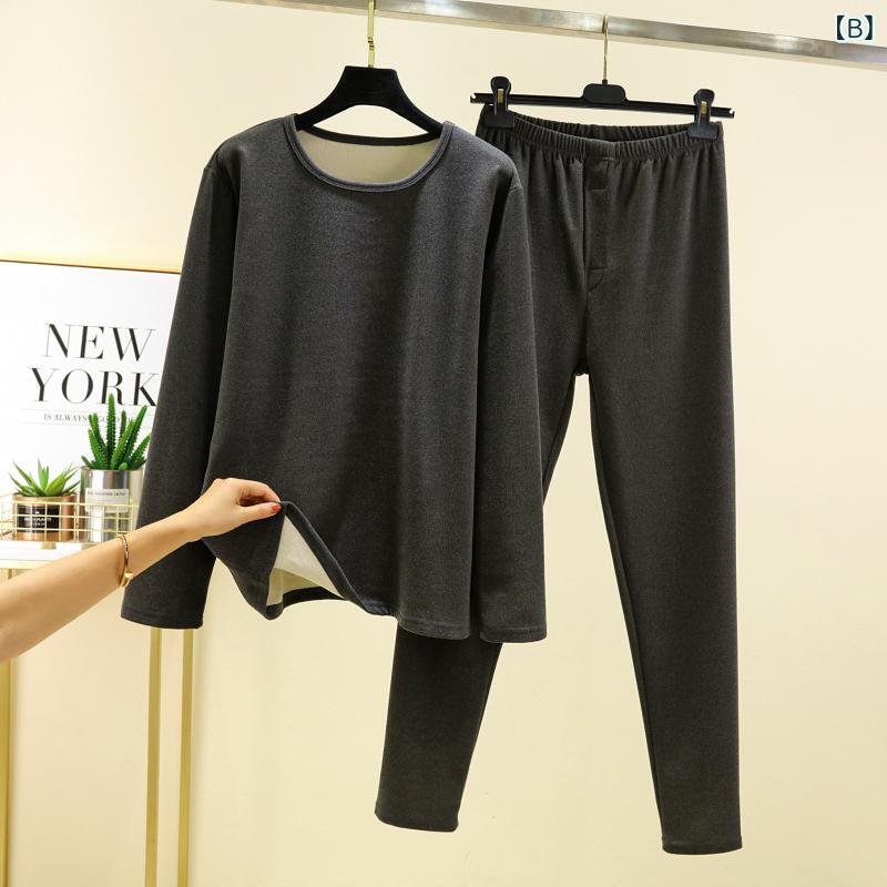 LINEAR shopのメンズ 肌着 あったかインナー 上下セット 秋冬用 厚手 ポリエステル 長袖Tシャツ 長ズボン 防寒 暖か 部屋着 ルームウェア グレー ブラック｜アングル3
