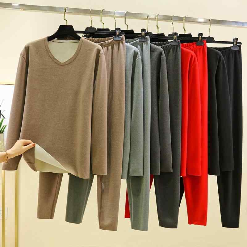 インナー 男性用 Vネック あったか 保温 肌着 長袖 長ズボン 上下セット AB面 磨毛 厚手 スリム ポリエ..