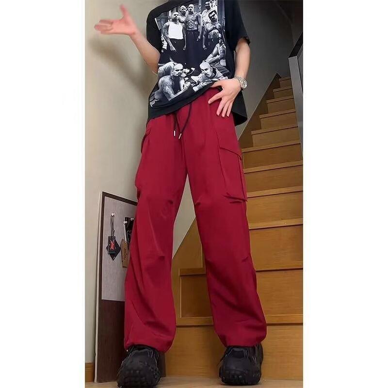 Rakuten - パンツ メンズ 男性用 カーゴパンツ ロングパンツ ストレート ワイドレッグ カジュアルパンツ コットン混紡 ブラック レッド M L XL 2XL 3XL