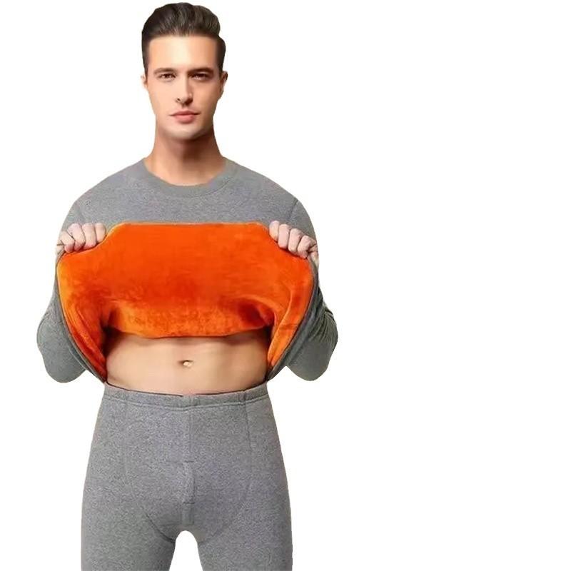 メンズ インナー 上下セット 男性用 防寒肌着 長袖シャツ 長ズボン ポリエステル あったか 厚手 秋冬