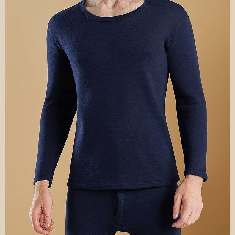 メンズ 防寒インナー 上下セット 長袖 トップス ズボン ポリエステル あったか 秋冬 紺色 ダークグレー..