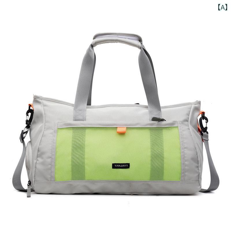 Suit Case - スポーツバッグ 大容量 旅行 ジム 出張 メンズ レディース 手提げ 肩掛け 軽量 撥水 乾湿分離 シューズ収納 オックスフォード生地 グレー ブラック