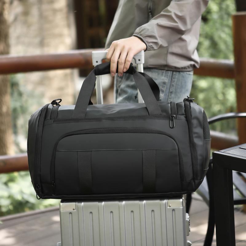 スポーツバッグ 男性用 防水 多機能 3WAY 手提げバッグ リュックサック 旅行 ジムバッグ シューズ収納 オックスフォード生地 ブラック
