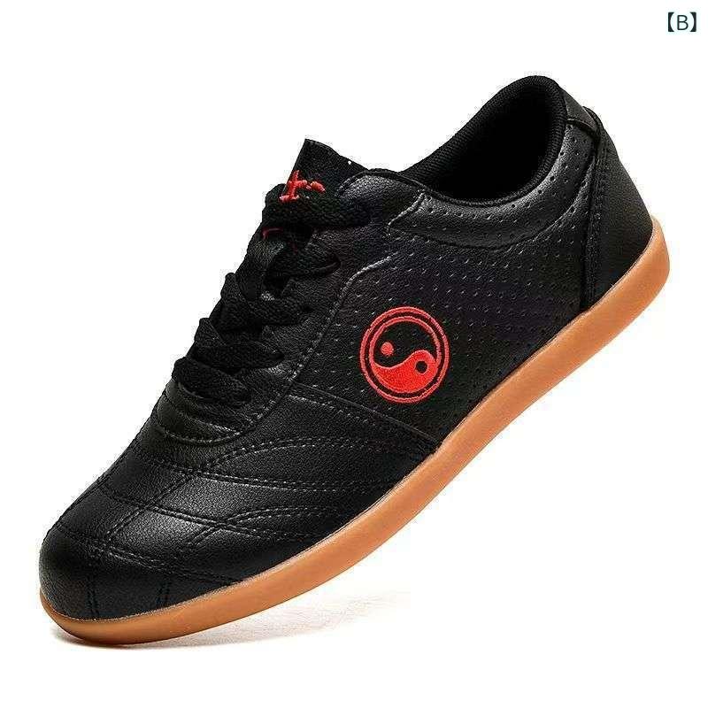 LINEAR shopの太極拳シューズ 男性用 女性用 牛革 カンフー 武術 靴slip-on 防水 耐摩耗 衝撃吸収 ホワイト ブラック レースアップ スポーツ 室内｜アングル3