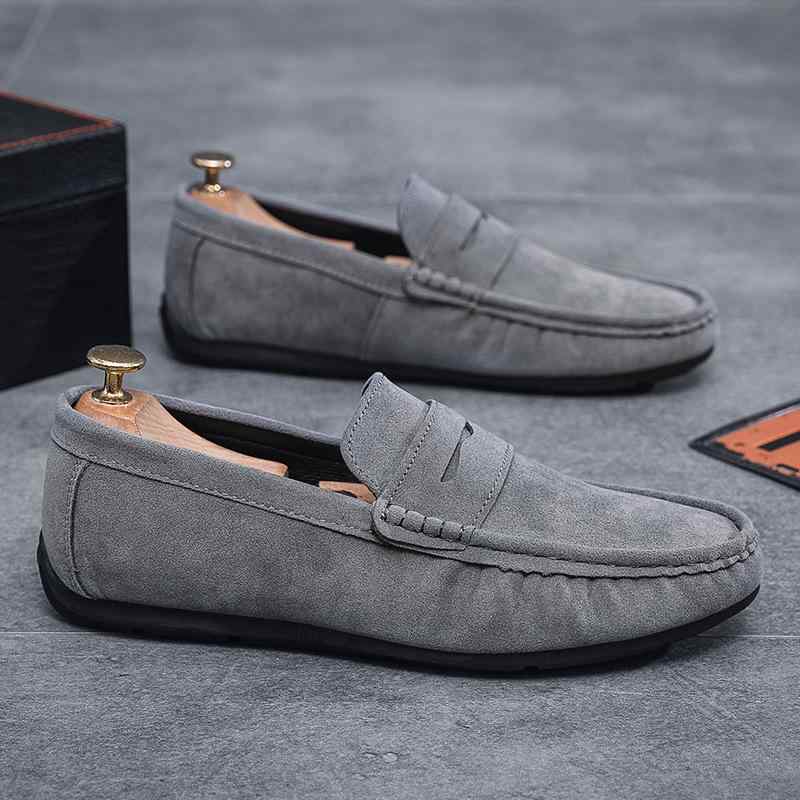 Shoes - メンズ ドライビングシューズ 男性用 スリッポン ローファー 磨き革調 レザー カジュアル 通気性 軽量 普段使い 旅行 春夏秋冬 グレー ブラック ベージュ