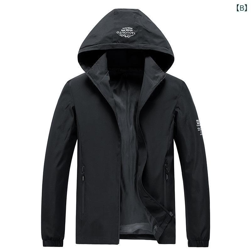 ジャケット 男性用 薄手 防風 アウター 運動着 スポーティ カジュアル 春秋 ポリエステル 無地 グレー ブラック ブルー