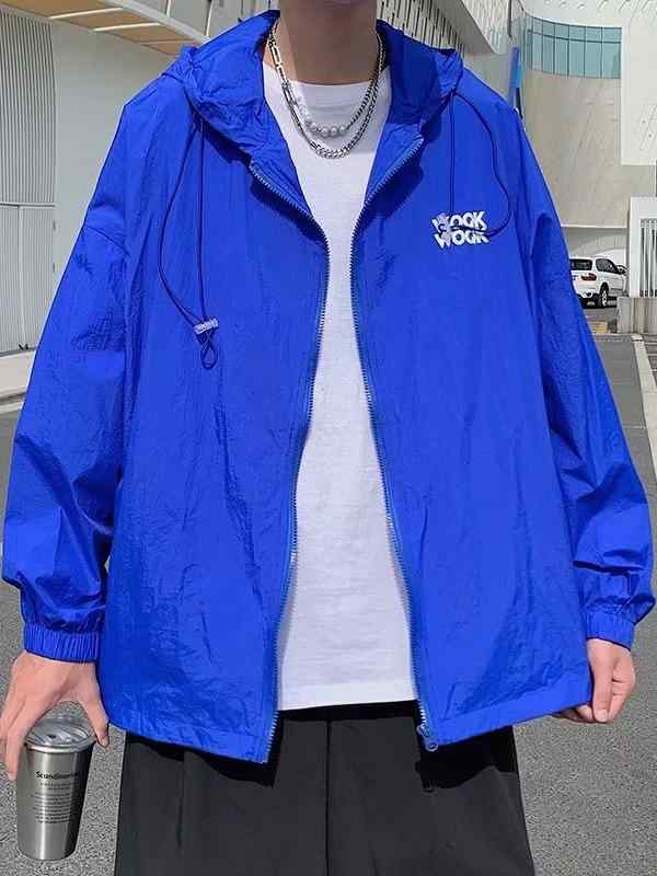 ジャケット 男性用 ブルゾン ジャンパー フード付き 野球服風 ゆったり カジュアル スポーティー ストリートファッション ポリエステル..