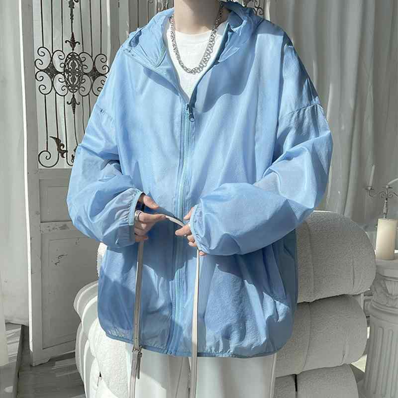 ジャケット 男性用 薄手 接触冷感 通気性 ラッシュガード アウトドア フィッシング 釣り ウェア 白 青 灰色1