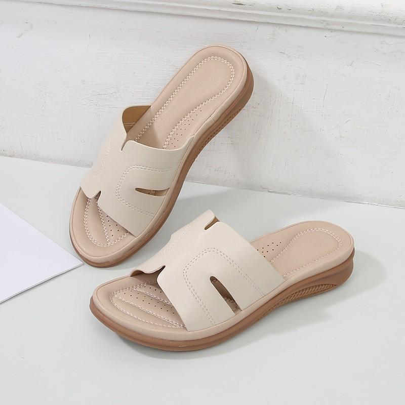 サンダル レディース 婦人靴 フラット ローヒール スリッパ ミュール 牛革 本革 履きやすい 歩きやすい 痛くない 疲れにくい 滑り止め ..