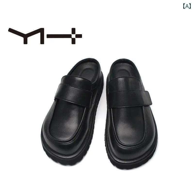 サンダル 男性用 レザー サボサンダル スリッパ 2way プレーン フラット ローヒール カジュアル 黒 滑り止め 普段使い