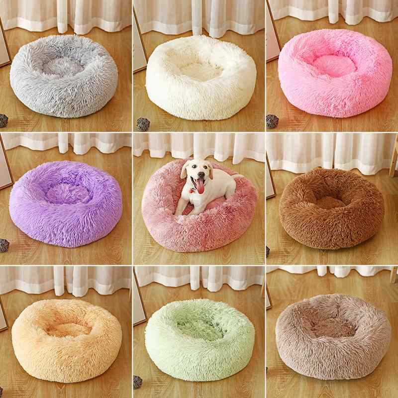 Crates, Kennels - ペット用品 犬 猫 ベッド クッション 座布団 ペットベッド あったか 丸型 ドッグベッド 猫用品 暖かい PP綿 洗える 滑り止め 浅灰 皮粉 亮粉 大红色 奶白色 牛油果绿 杏色 橡皮色 カーキ色 紫色 咖啡色 深灰 扎染深灰色 扎染皮粉色 扎染天藍1