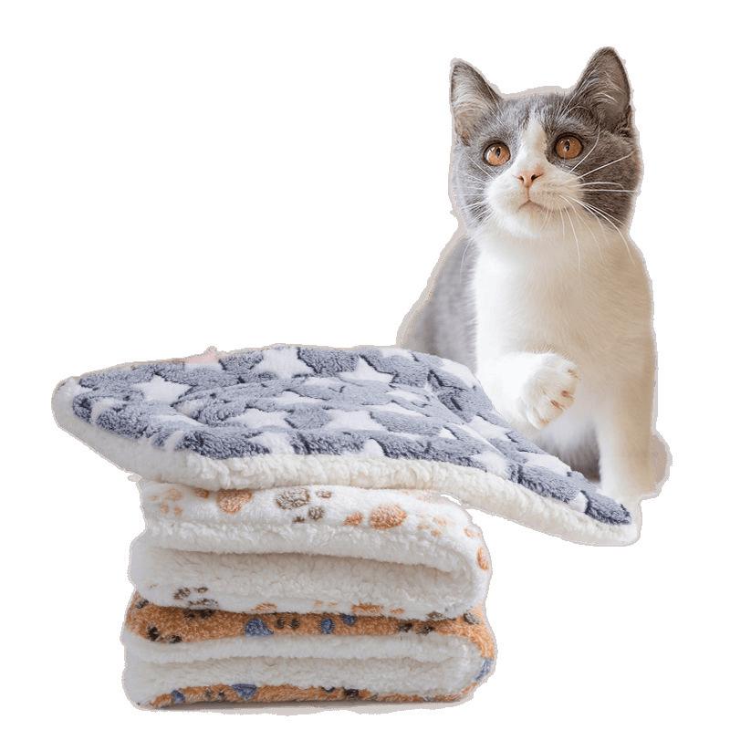 ペット用ベッド 犬 猫 秋冬 毛布 犬小屋 猫ハウス 保温 暖かい ペット用 寝具 マット グレー 星柄 肉球 あったか 柔らかい ふわふわ