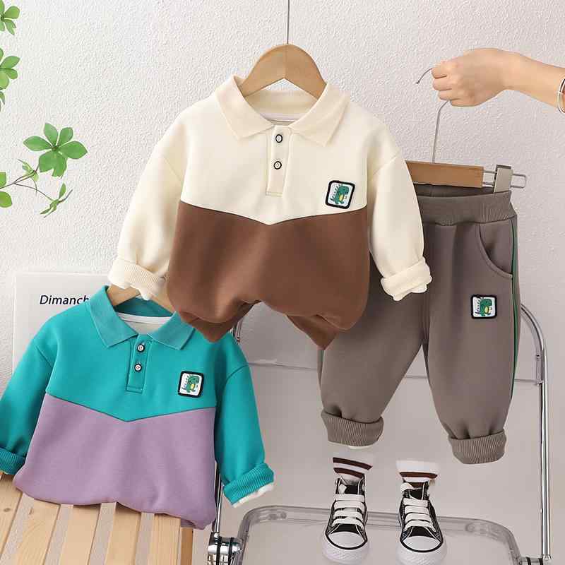 キッズ 服 上下セット 長袖 長ズボン 春秋 恐竜 アップリケ 綿 幼児 男の子 女の子 かわいい 普段着 部屋着(4.0)
