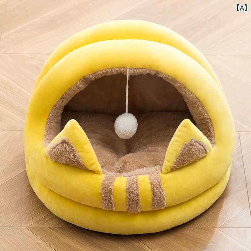ペットハウス 猫 小型犬 ペットベッド 犬小屋 クッション 暖かい 防寒 ふわふわ 洗...