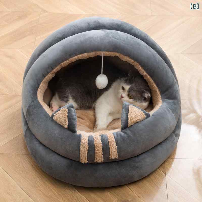 ペットハウス 猫 小型犬 ペットベッド 犬小屋 クッション 暖かい 防寒 ふわふわ 洗...