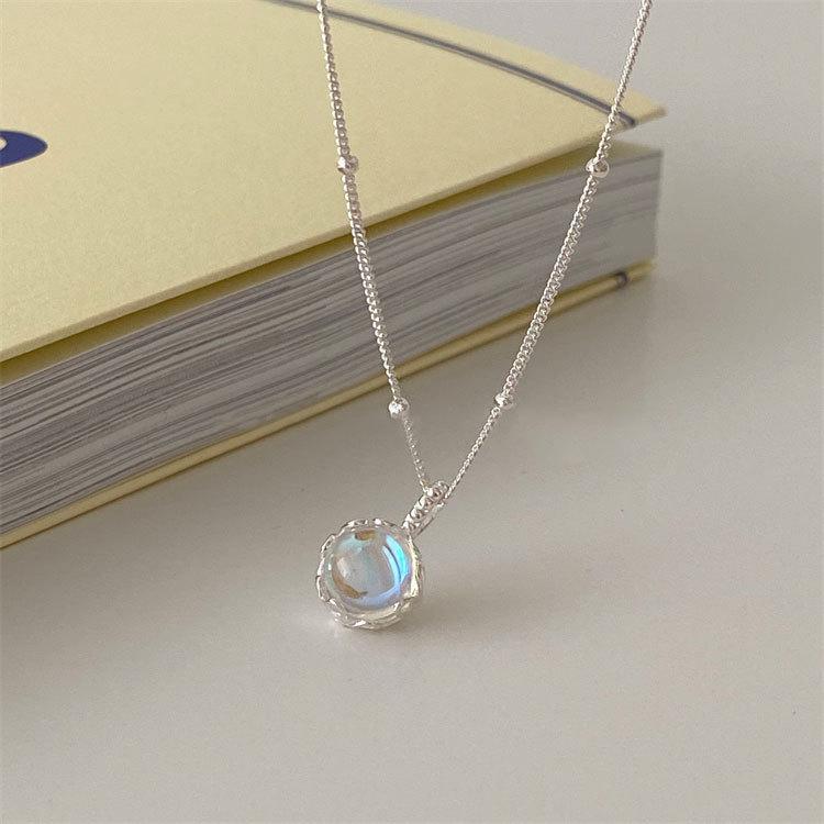 Other , Materials - ネックレス レディース 月光石 シルバー925 ペンダント 鎖骨チェーン ラウンド 幾何学模様 エレガント 高見え 電気メッキ加工 アフリカ 南米 東南アジア 北米 アジア 中東