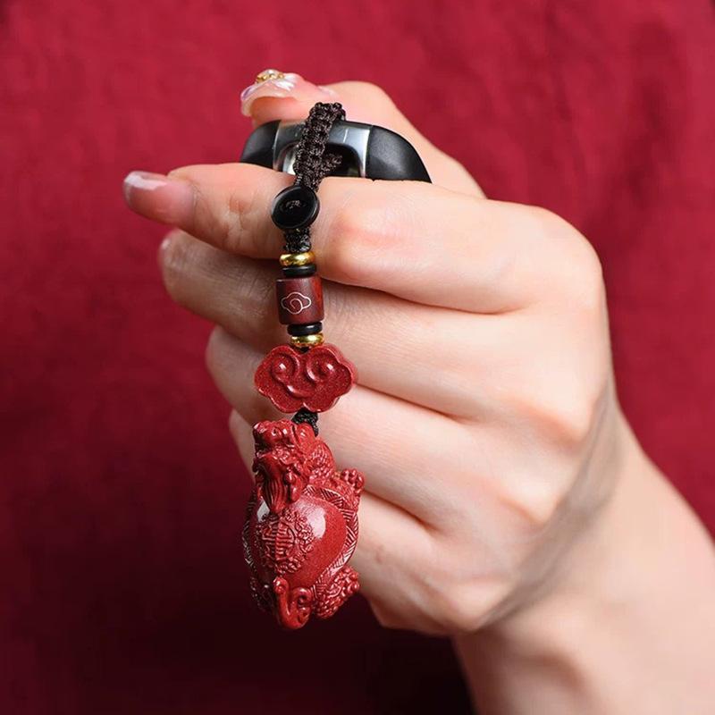 ネックレス ペンダントトップ 男性用 朱砂 龍亀 祥雲 キーホルダー 文芸復古 縁起物 高度 お守り