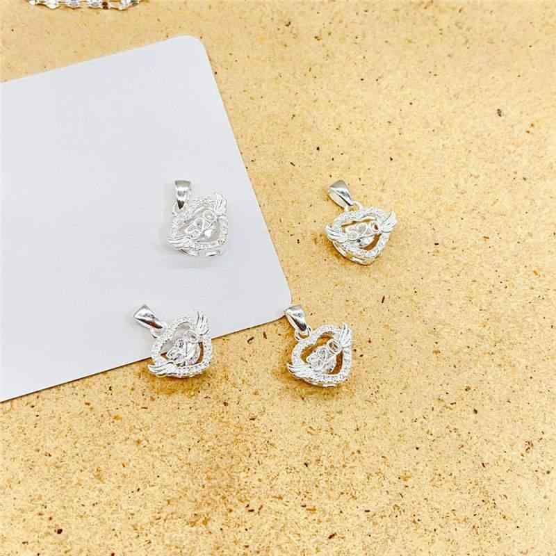 Rhinestone - ネックレス メンズ シルバー990 シルバー ペンダント トップ ハート モチーフ エレガント 普段使い アクセサリー