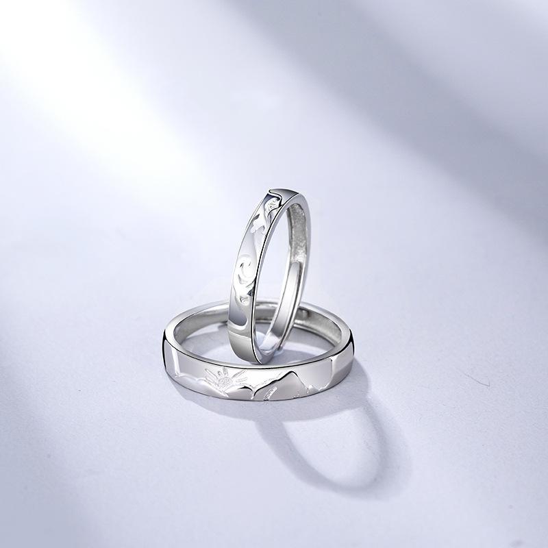 指輪 ペアリング シルバー925 シンプル ウェーブリング フリーサイズ 男性用 女性用 お揃い カップル ..