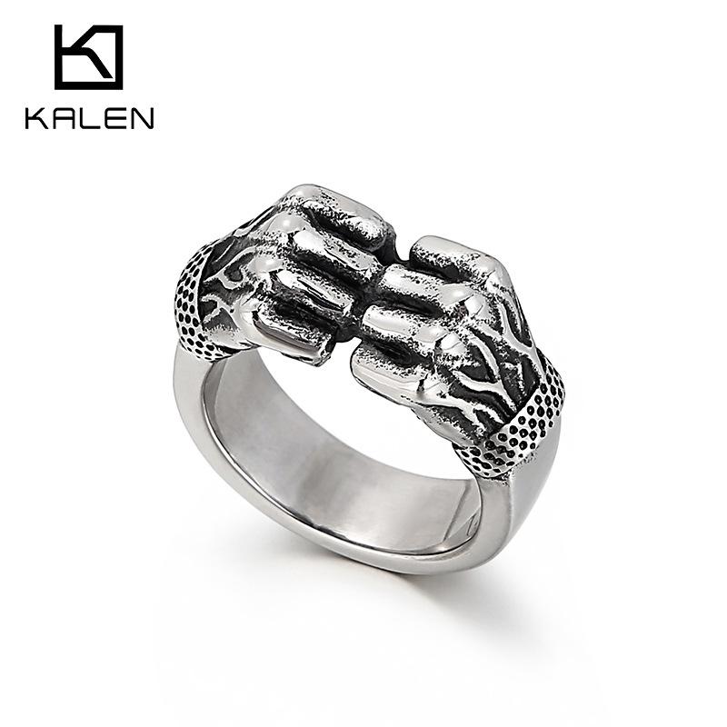 指輪 男性用 拳闘 拳闘家 ステンレス 個性的 ヴィンテージ風 ロック ラッキーアイテム