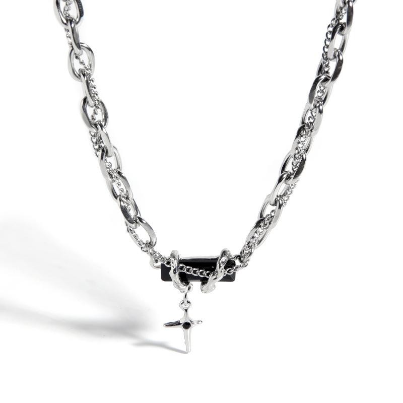 Cubic Zirconia - ネックレス 男性用 豪華感 チタン鋼 宝石 アクセサリー ペンダント メンズ レディース ユニセックス シンプル スタイリッシュ 通学 普段使い