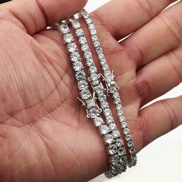 Rakuten - メンズ アクセサリー ネックレス 男性用 真鍮 シルバー 電気メッキ ジルコニア 3mm 4mm 5mm 喜平 マイクロパヴェ 힙합 ストリート1