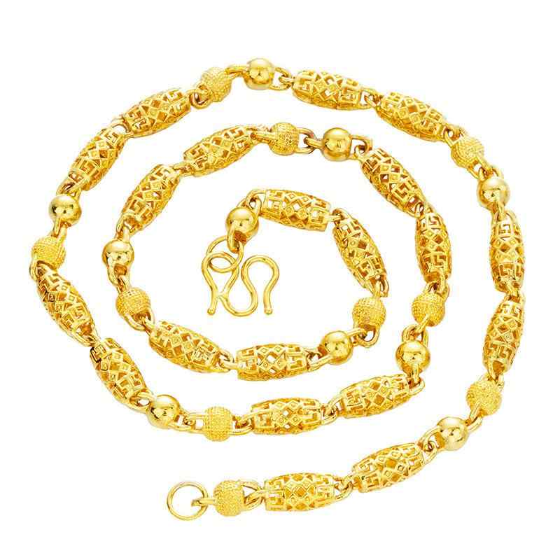 Cubic Zirconia - ネックレス 男性用 24K電気メッキ加工 真鍮 W字型 オリーブ柄 チョーカー アフリカ