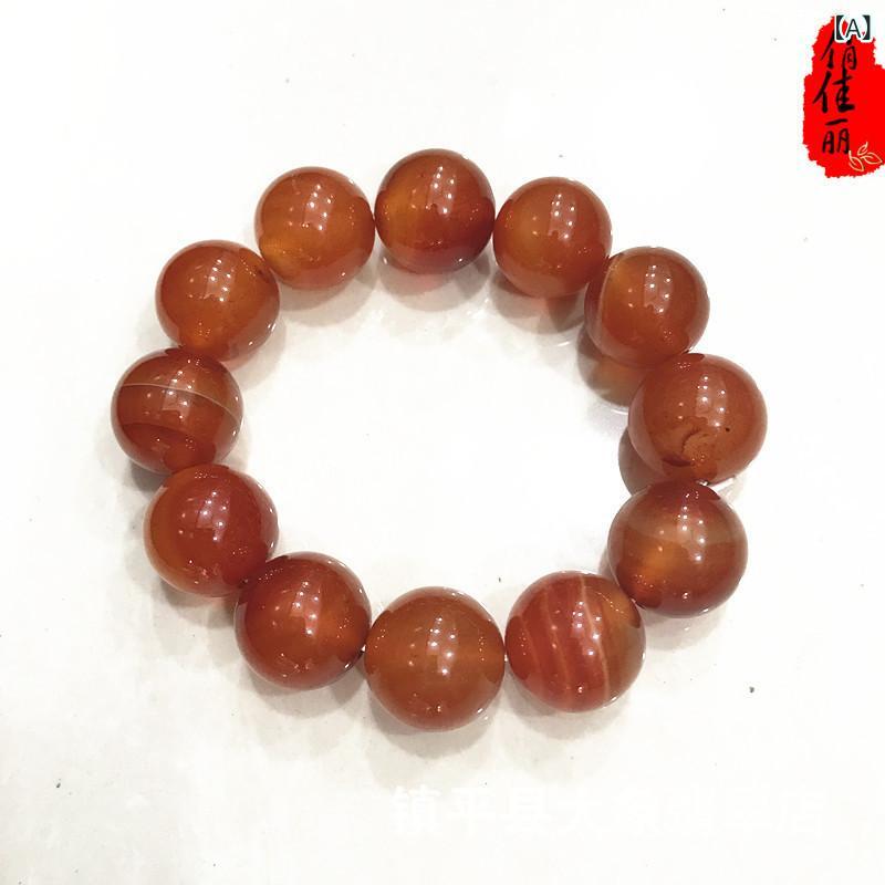 ブレスレット メンズ レッド瑪瑙 玉髄 ビーズ 数珠 念珠 ハンギング ジュエリー アクセサリー ギフト 18cm 20cm