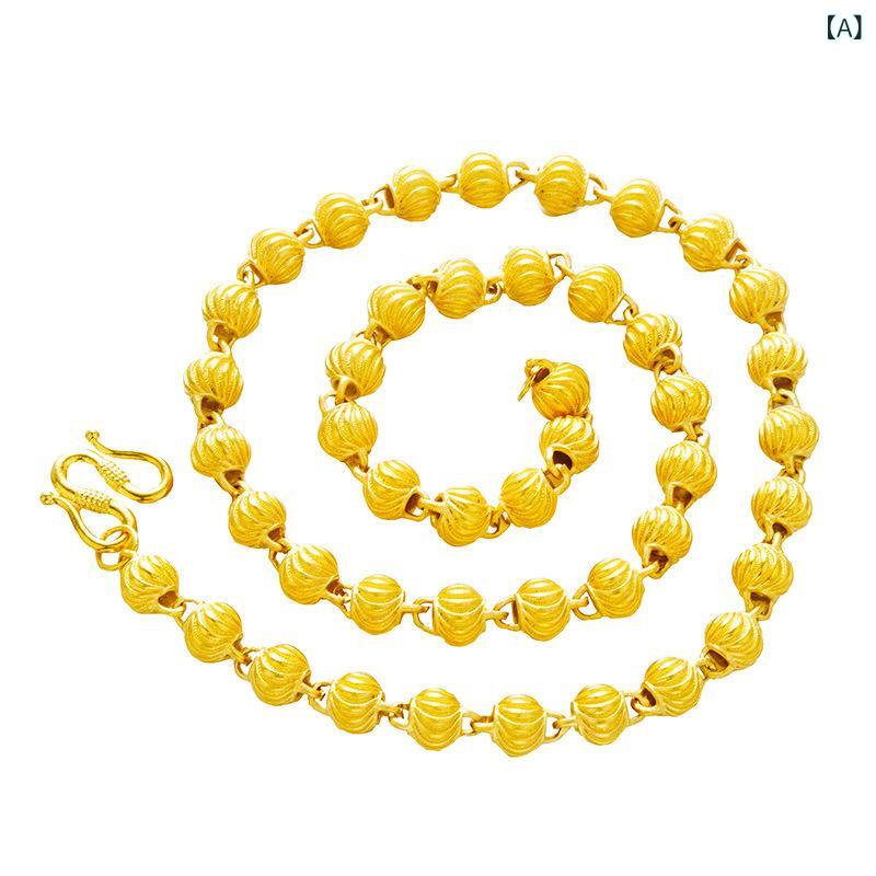 LINEAR shopのネックレス 男性用 仏珠 ラッキーアイテム 真鍮 24K 電気メッキ加工 ゴールド 大ぶり チェーン ストリート｜アングル2