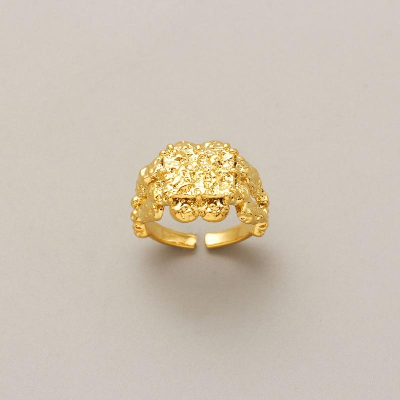 指輪 レディース メンズ ゴールド 電気メッキ加工 幾何学模様 レトロ 豪華感 ペアリング アクセサリー