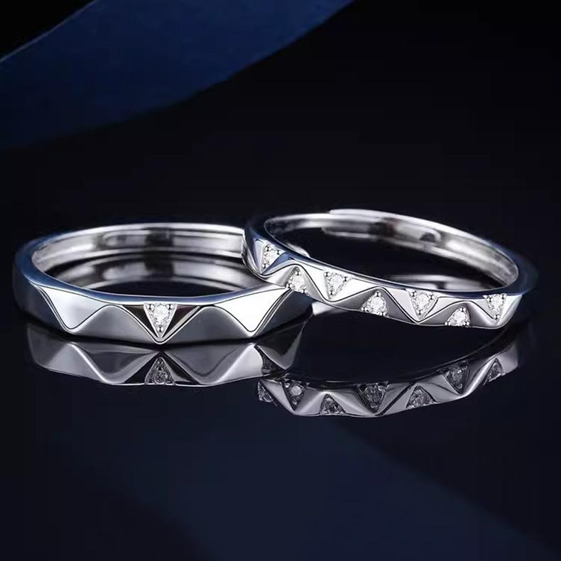 Rakuten - 指輪 ペアリング シルバー925製 菱形 オープンリング 満天星 ジルコニア ラッキーアイテム