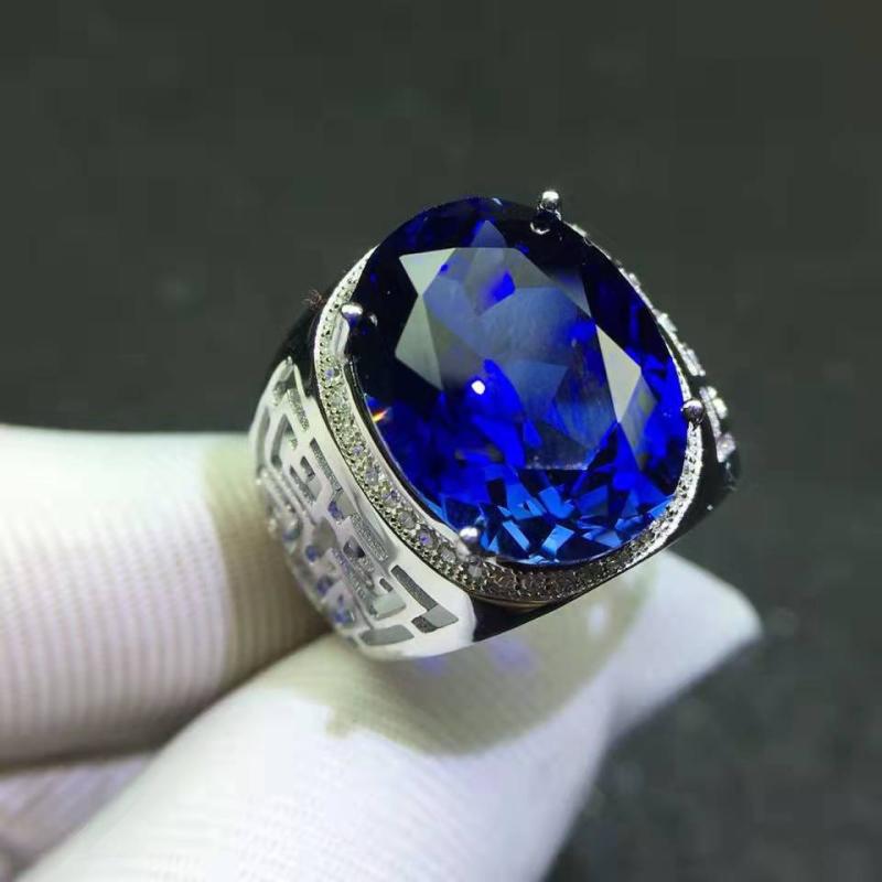 指輪 メンズ スリランカ産 ブルーサファイア 石 ラッキーアイテム 白 エレガント 電気メッキ加工1