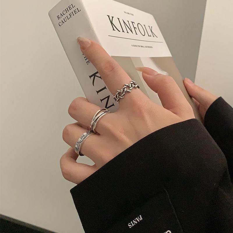 指輪 レディース メンズ レトロ 幾何学模様 ローマ数字 六芒星 クロス 調節可能 フリーサイズ アンティ..