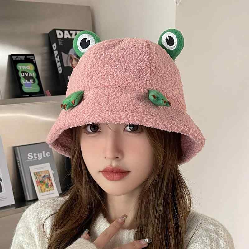 帽子 レディース 婦人用 バケットハット 秋冬 防寒 保温 起毛 あったか かわいい 韓国 短いつば 学生 カートゥーン アニマル1
