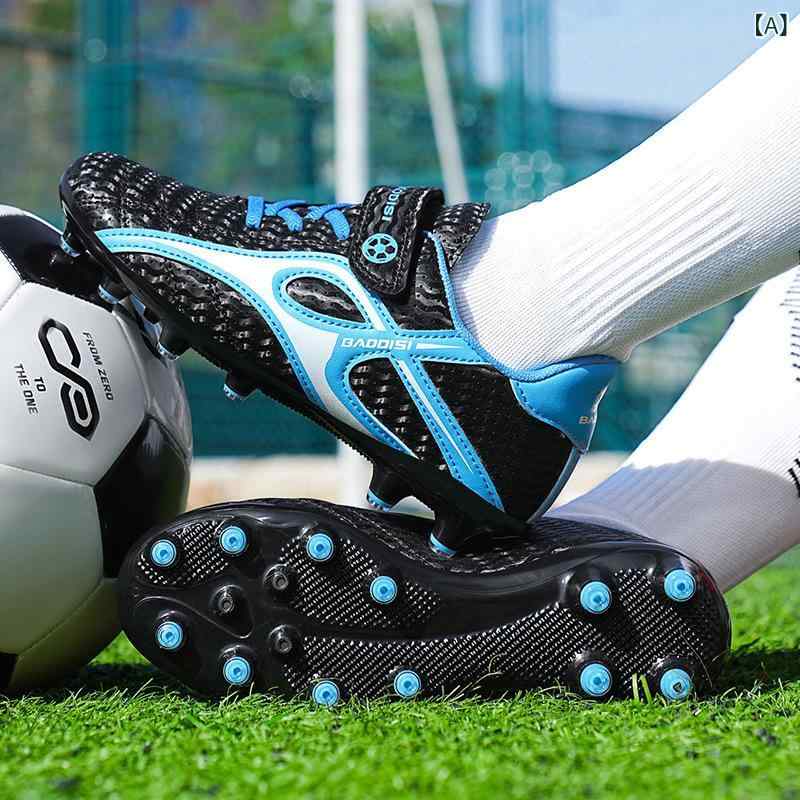 サッカーシューズ 子供用 面ファスナー式 スパイク スタッド付き トレーニングシューズ 男の子 女の子 小学生 運動靴 通気性 練習 試合 塑膠 人工芝 土