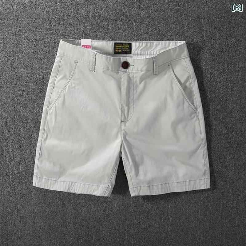 ハーフパンツ 男性用 コットン 無地 短パン 膝丈 ショーツ 普段使い 部屋着 アウトドア 春(3.0)