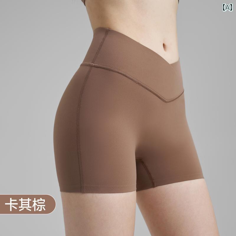 ヨガパンツ レディース 春夏 スポーツショートパンツ 高腰 伸縮性 吸湿速乾 無地 短パン 女性用 カーキブラウン コードブルー カーボンブラック 凝脂ホワイト 霜色ブルー 星空ブラック S M L XL