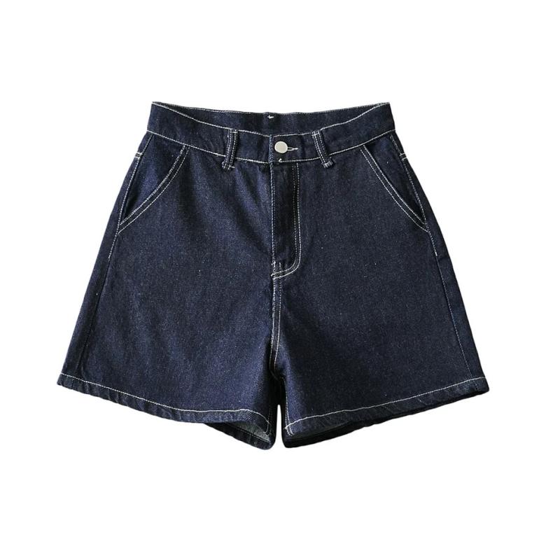 デニム レディース ジーンズ ホットパンツ 高 Denimu 女性用 ジーパン 短パン ゆったり Aライン 大きいサイズ ブルー 綿 ポケット付き ストリート カジュアル