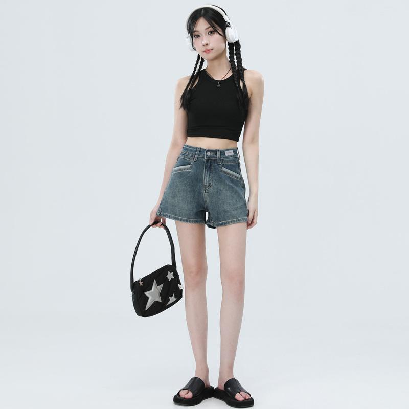 デニム レディース 水着 短パン YKK ジーンズ ポケット付き 切り替え 高見え 美脚効果 Aライン ゆったり 短パン キュロット 接触冷感 ストレッチ 春夏